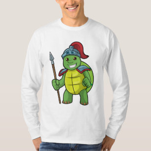 Camiseta Turtle como guerreiro com Spear e Helmet