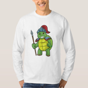 Camiseta Turtle como guerreiro com Spear e Helmet