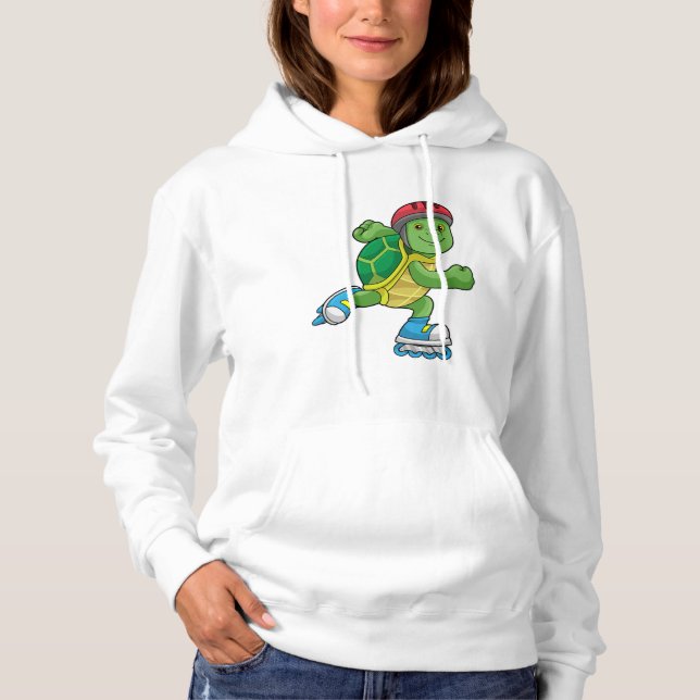 Camiseta Turtle como skater com skates e capacete embutidos (Frente)