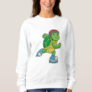 Camiseta Turtle como skater com skates e capacete embutidos
