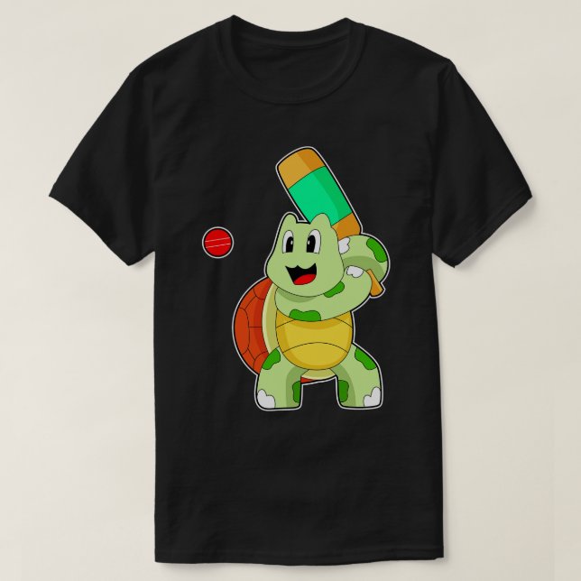 Camiseta Turtle Cricket bat (Frente do Design)