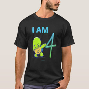 Camiseta Turtle Dabbing Birthday 4 Anos