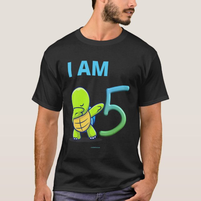 Camiseta Turtle Dabbing Birthday 5 Anos (Frente)
