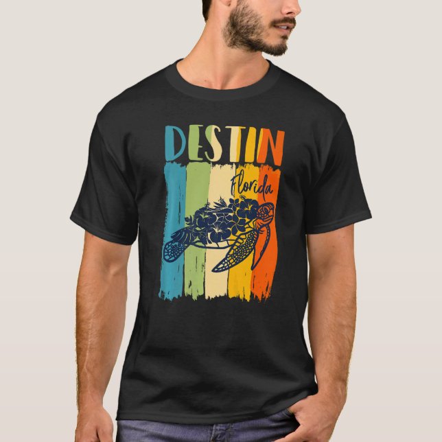 Camiseta Turtle do Mar Retro Destin Tema da Flórida Amigos  (Frente)