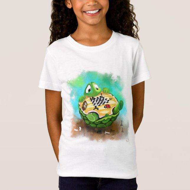 Camiseta Turtle e Ladybug Jogando Xadrez Crianças Presente  (Frente)