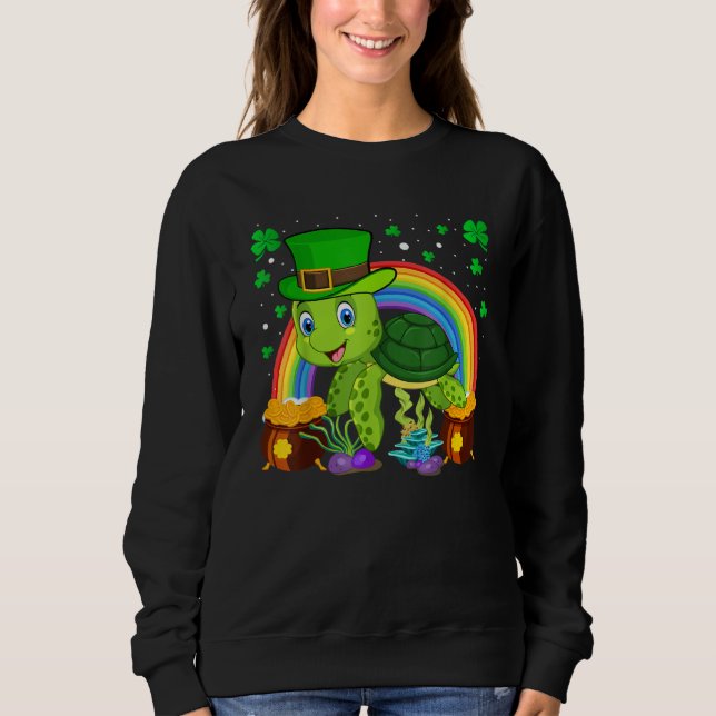 Camiseta Turtle Leprechaun Hat Turtle Rainbow St Patrick's  (Frente)