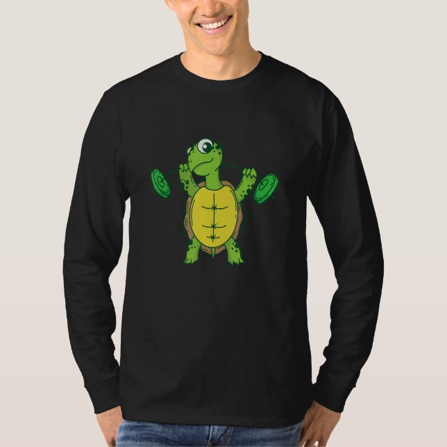 Camiseta Turtle loves Fitness and lifting Weights (Frente)