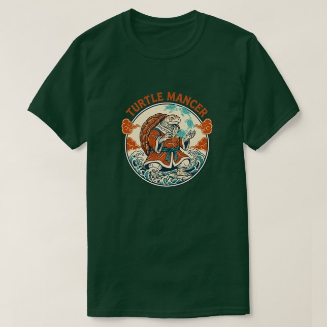 Camiseta Turtle Mancer Mystic Ocean Waves Japanese Art (Frente do Design)