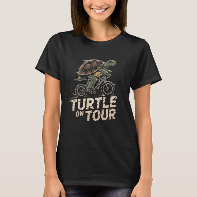 Camiseta Turtle on Tour Funny Biking Turtle Cycling (Frente)