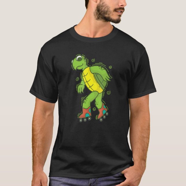 Camiseta Turtle riding Roller Skates Reptile Water (Frente)