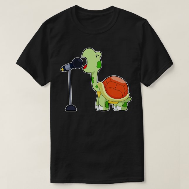 Camiseta Turtle Singer Microphone Music (Frente do Design)