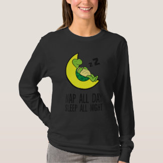 Camiseta Turtle Tired Nap All Day Sleep All Night Cute Turt
