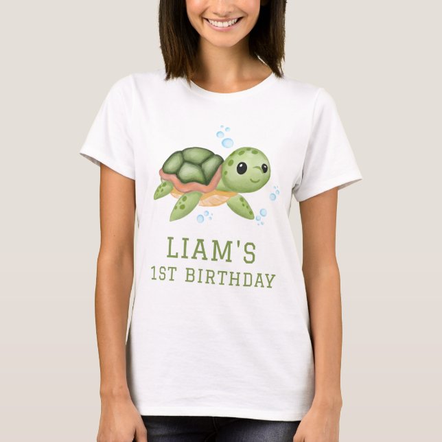 Camiseta Turtle Under the sea 1st Birthday Parents  (Frente)