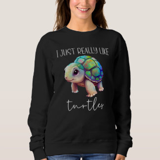 Camiseta Turtle Watercolor I Just Like Turtles Cute Colorfu