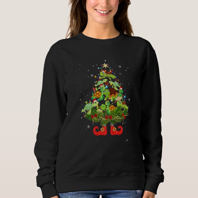 Camiseta Turtles Christmas Tree Lights  Santa Hat (Frente)
