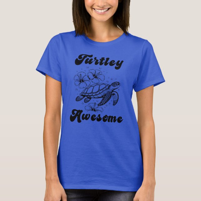 Camiseta Turtley Incrível, Turtle com Flores (Frente)
