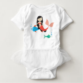 Camiseta Tutu bonito do Bodysuit do bebê da sereia e dos