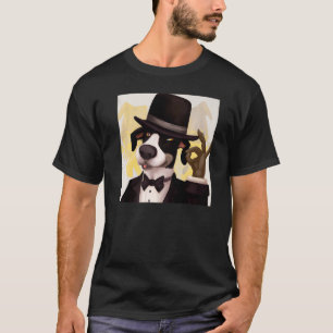 Camiseta Tuxedo cão meme fofo cachorrinho com retrato de cã