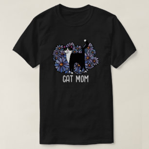 Camiseta Tuxedo Cat Daisies Roxo