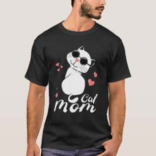 Camiseta Tuxedo Cat Mãe Com Óculos De Sol Fofos Fofos