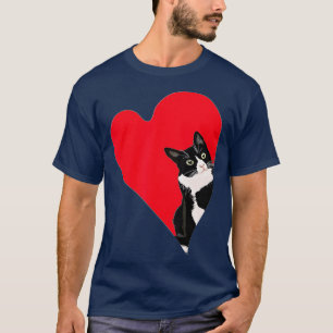 Camiseta Tuxedo Cat Namorados Heart for Kitten and Animal L