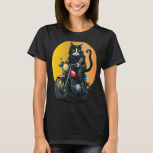 Camiseta Tuxedo Cat Pai Motocicleta Kitts