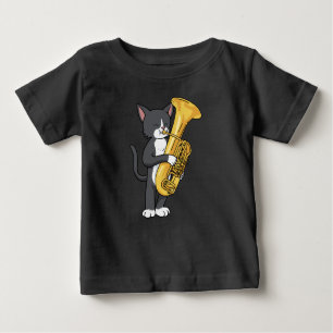 Camiseta Tuxedo Cat Tuba Oferece Homens Marchando Banda Tub
