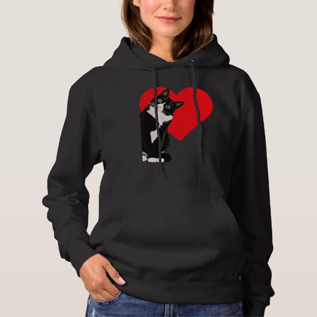Camiseta Tuxedo Cat Valentine's Day Heart Cat (Frente)