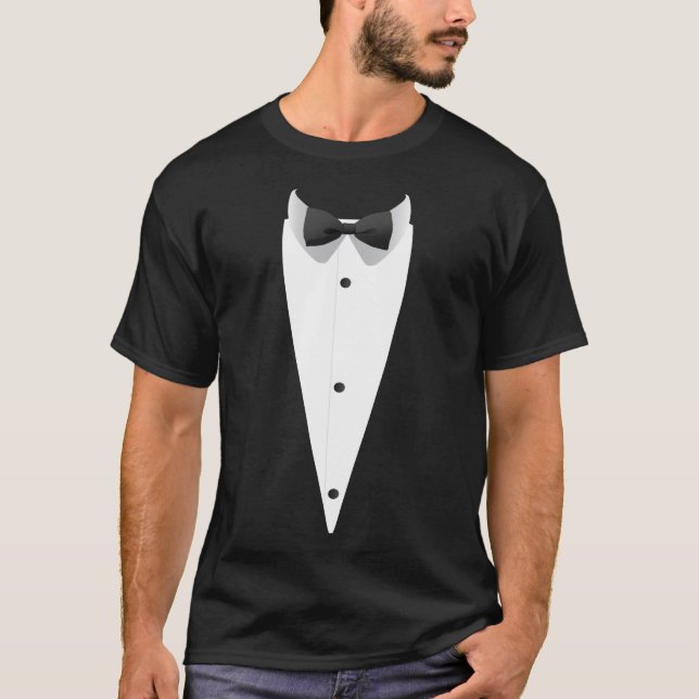 Camiseta Tuxedo com Bowtie Para Casamentos (Frente)