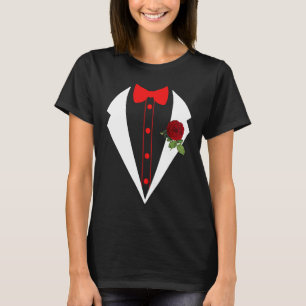 Camiseta Tuxedo Com Solteiro Falso De Casamento De Flor Ver