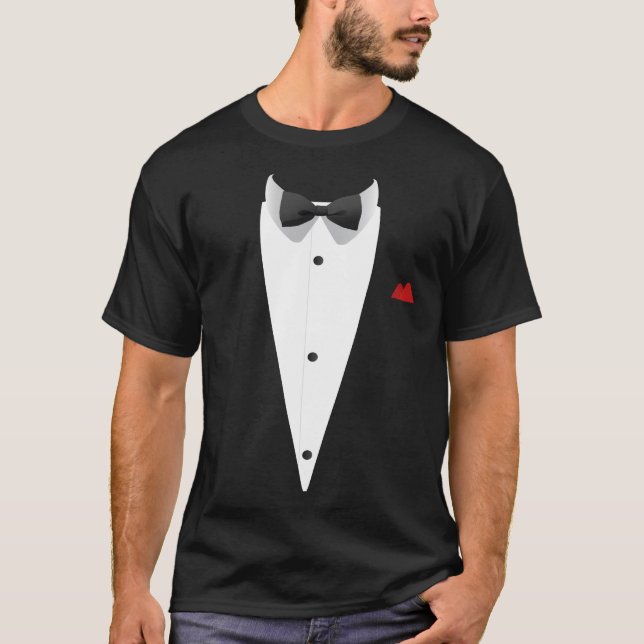 Camiseta Tuxedo design com Bowtie Para Casamentos E (Frente)