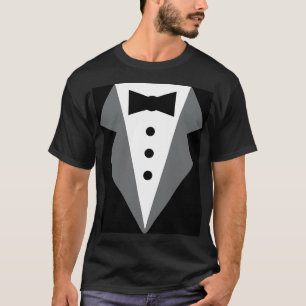 Camiseta Tuxedo Formal Branco Preto