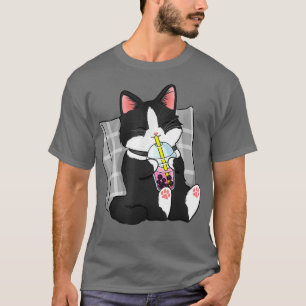 Camiseta Tuxedo Kawaii Neko Cat Boba Bubble Milk Tea para A