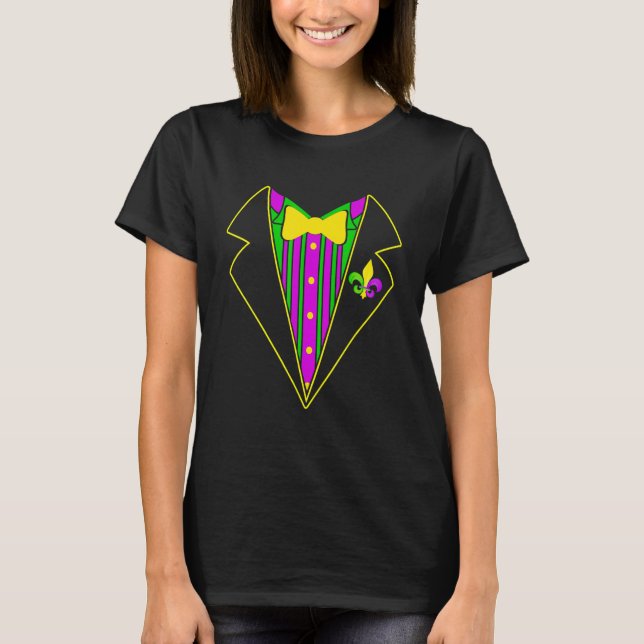 Camiseta Tuxedo Mardi Gras  Carnival Festival Party Costume (Frente)