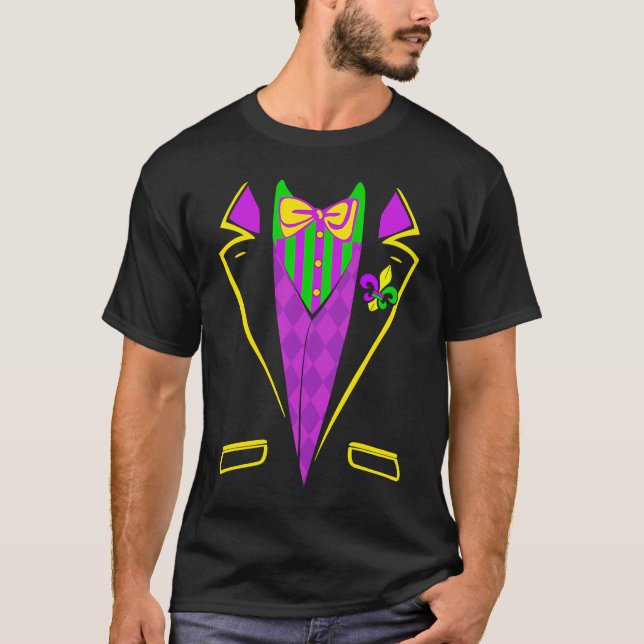 Camiseta Tuxedo Mardi Gras Festival Figurino Men Bo (Frente)