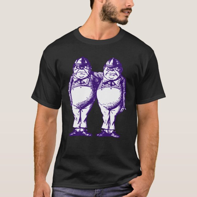 Camiseta Tweedle Dee e Tweedle o roxo coberto Dum (Frente)