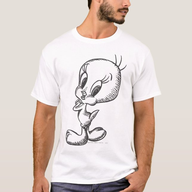 Camiseta TWEETY™ Adorável Preto/Branco (Frente)