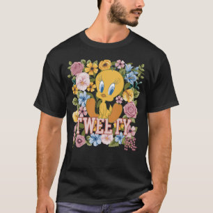 Camiseta TWEETY™ Gráfico de Bordado Floral