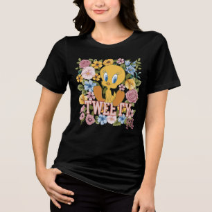 Camiseta TWEETY™ Gráfico de Bordado Floral