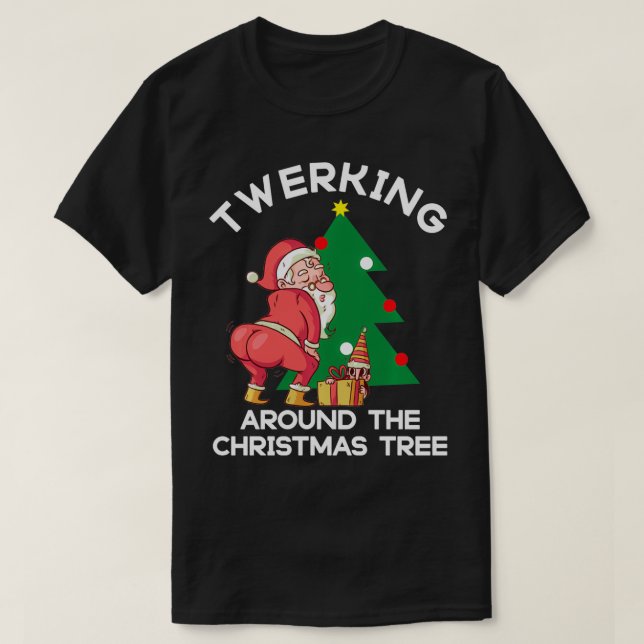 Camiseta Twerking em volta da árvore de natal papais noeis  (Frente do Design)