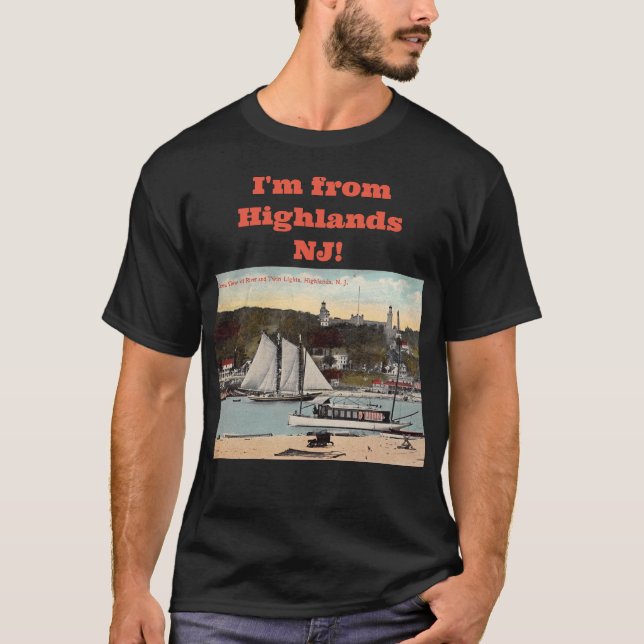 Camiseta Twin Lights, Highlands, Cartão postal Vintage NJ (Frente)