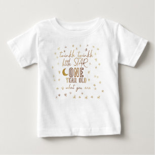 Camiseta Twinkle Twinkle Pequena Estrela Primeiro Aniversá