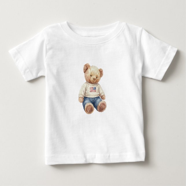 Camiseta Twins boy teddy bear birthday t shirt (Frente)