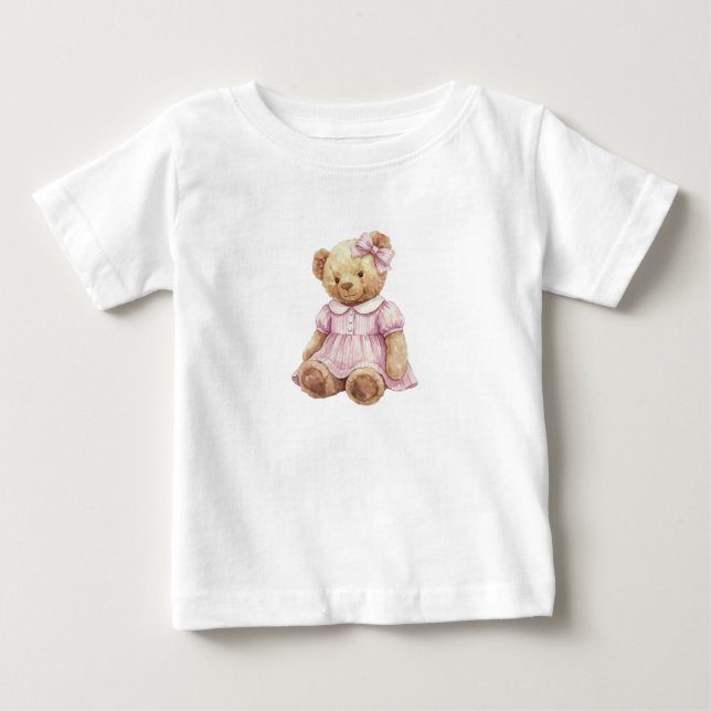 Camiseta Twins Girl teddy bear birthday t shirt (Frente)