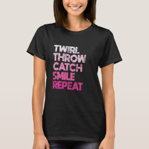 Camiseta Twirl Jogar Sorriso Repetitivo Baton Twirling Majo