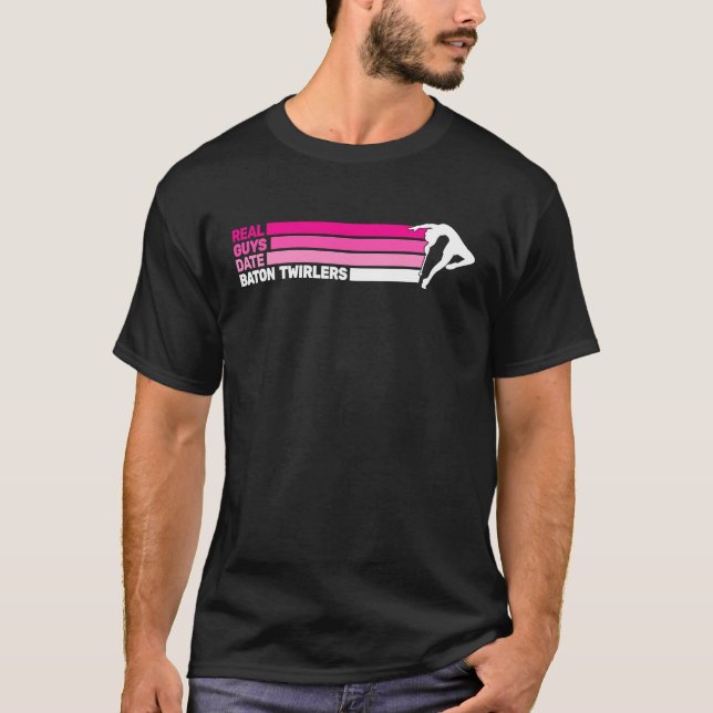 Camiseta Twirlers de Baton de Data Real do Cara retro Baton (Frente)