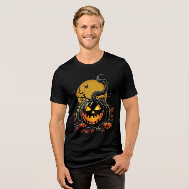 Camiseta Twisted Grinning Pumpkin Halloween Design (Frente Completa)