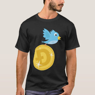 Camiseta Twitter Bird Voando com a moeda de cachorro engraç