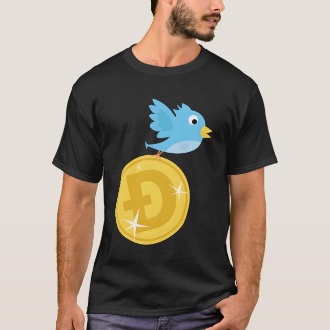 Camiseta Twitter Bird Voando com a moeda de cachorro engraç (Frente)