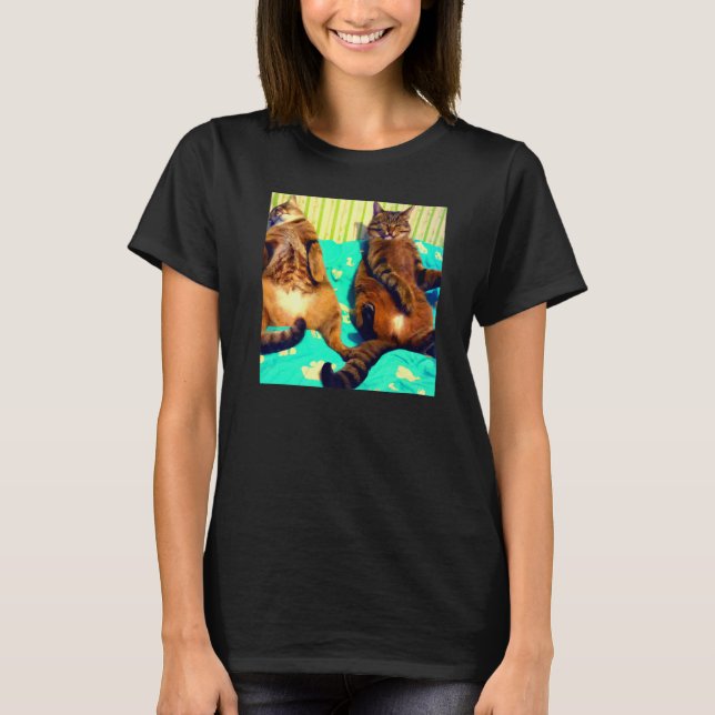 Camiseta Two cats humorous meow kitty portrait kitten cat m (Frente)